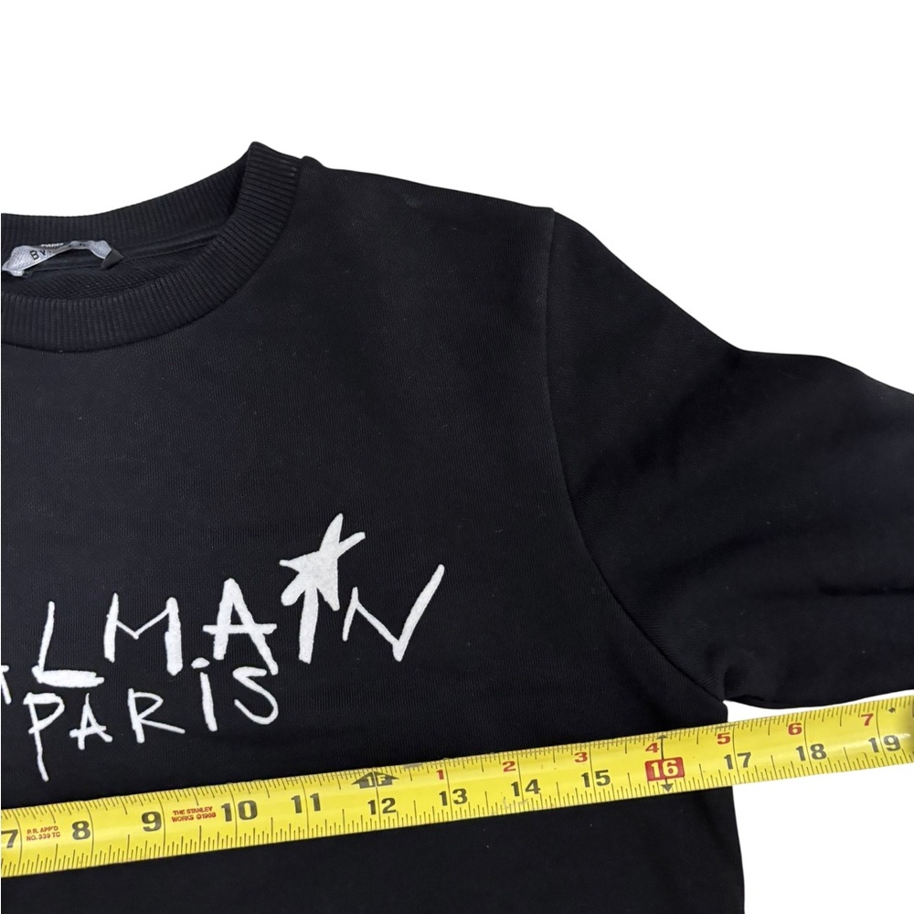 Balmain Paris Kids Crewneck Sweatshirt Spellout Logo Black/White Size 12A - Picture 11 of 12